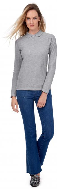 Poloshirt b&c voor dames id.001 lange mouwen