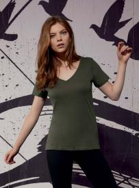 T-shirt b&c organic v-hals voor dames