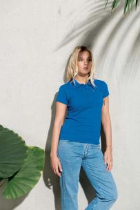 Poloshirt kariban doorgestikt bio korte mouwen voor dames