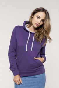 Sweat-shirt kariban met contrasteren capuchon voor dames