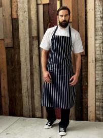 Schort premier met befje gestreept