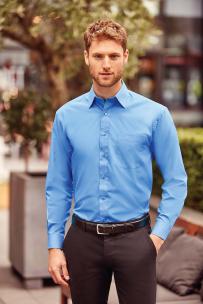 Overhemd russell puur katoen popeline polykatoen met lange mouwen voor heren