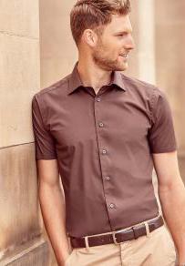 Overhemd russell getailleerd korte mouwen voor heren