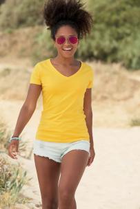 T-shirt fruit of the loom v-hals voor dames valueweight (61-398-0)