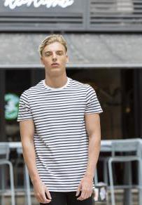 T-shirt skinni fit gestreept unisexe